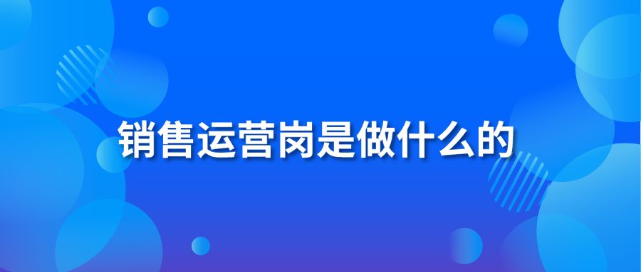 销售运营岗是做什么的